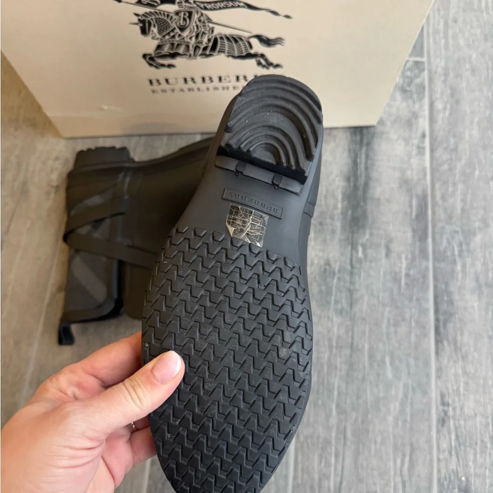 Burberry Black Short Rain Boots with Buckle Detail